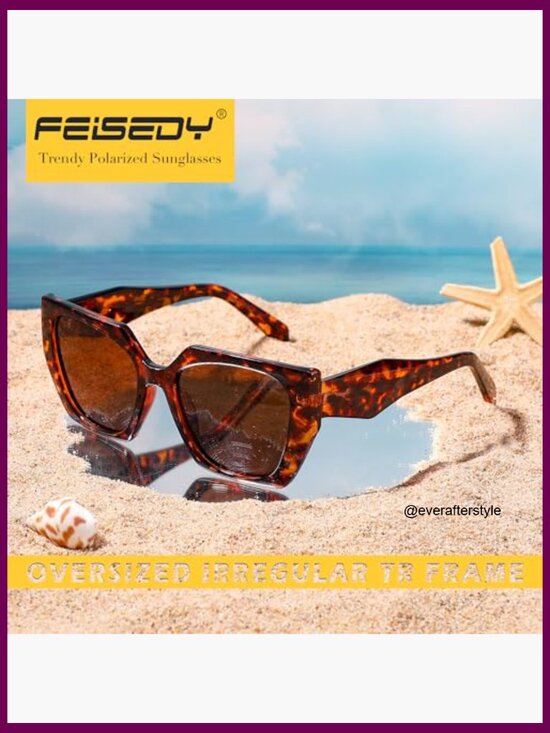 TR Frame Polarized Sunglasses, Oversized Square Retro Shades UV400 Protection main image 7